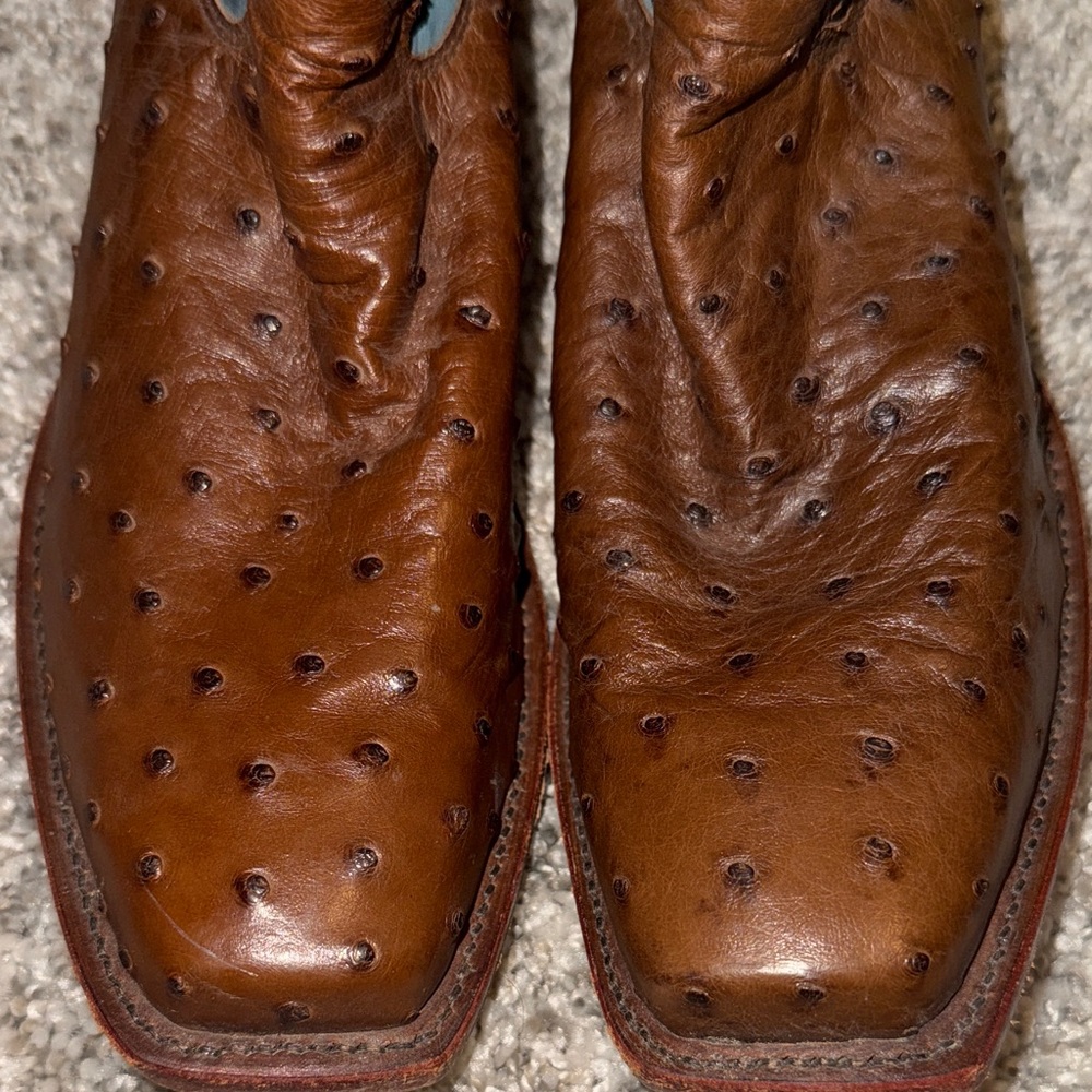 Justin Men Style 3237 Full Quill Ostrich Blue Western Boots 7.5B Right/8C Left - Picture 7 of 8